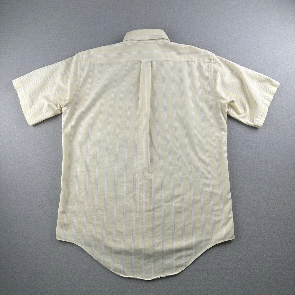Vintage 70s Arrow Dover Yellow Striped Cotton Blend Shirt Mens 15‎ 1/2 Made USA